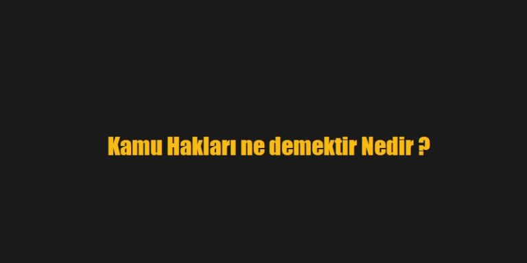 Kamu Hakları Nedir?